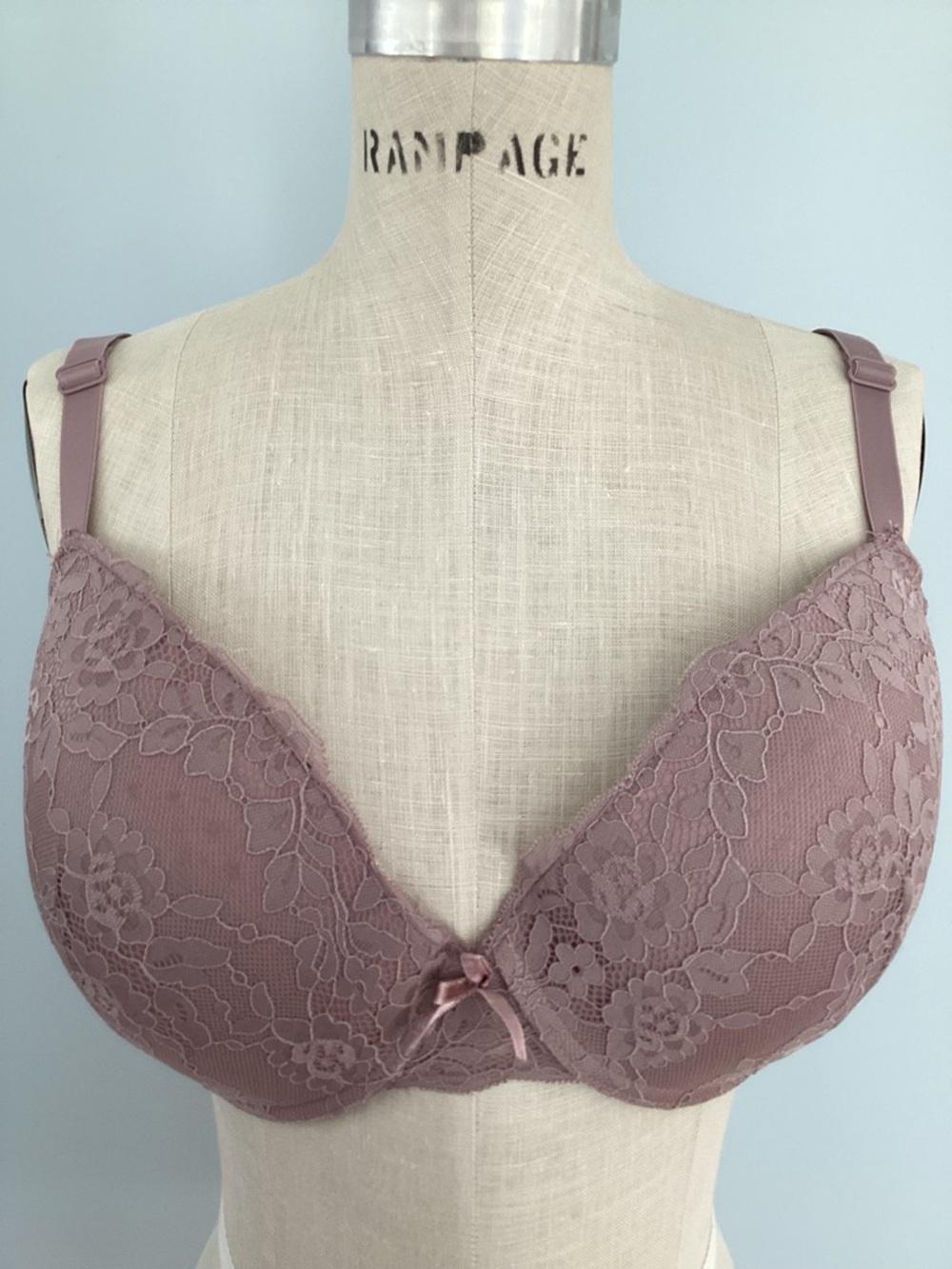 Laura Ashley Mauve Wired Lace Bra Size 38DD